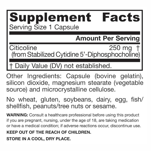 Jarrow, Citicoline CDP Chlorine, 250mg, 120 cps