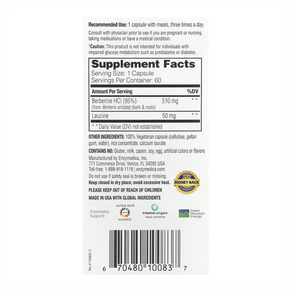 Enzymedica Berberine 60 cps - Compra 1 lleva el otro al 50% - 2 frascos por $42.74