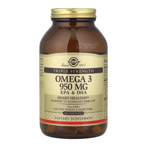 Solgar Omega 3 950mg 100 cps - Compra 1 lleva el otro al 50% - 2 frascos por $67.49