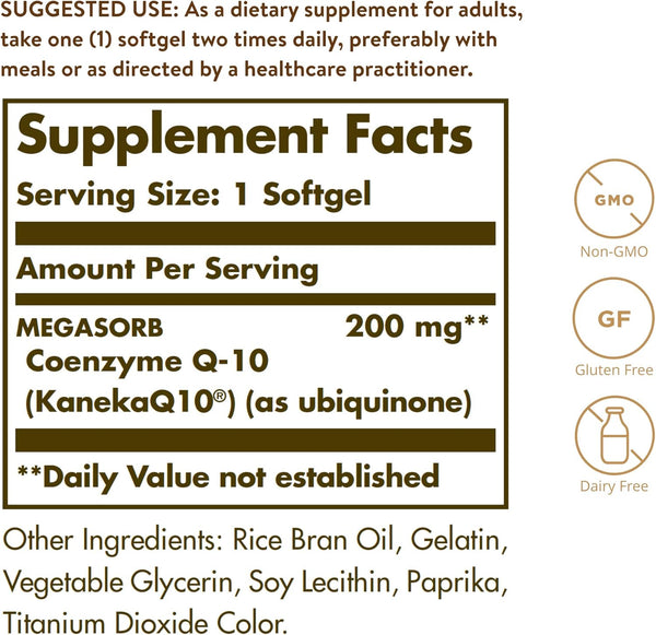 Solgar, CoQ10, 200mg, 60 cps - Compra 1 lleva el otro al 50%  - 2 frascos por $71.99