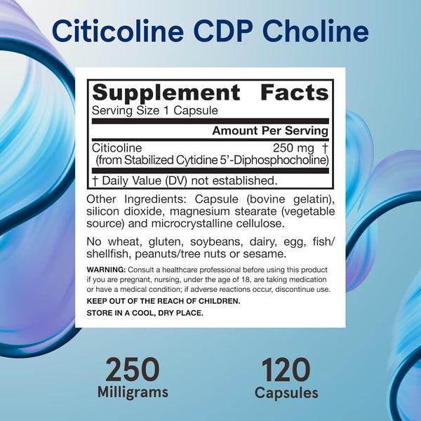 Jarrow, Citicoline CDP Chlorine, 250mg, 120 cps - Compra 1 lleva el otro al 50%  - 2 frascos por $103.49