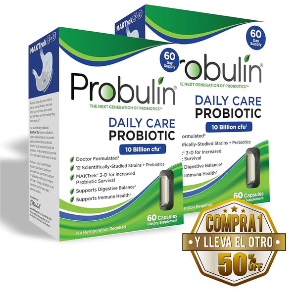Probulin, Daily Care, Probiotic, 60 cps- Compra 1 lleva el otro al 50%  - 2 frascos por $82.49