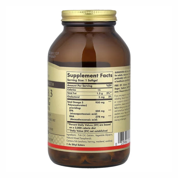 Solgar Omega 3 950mg 100 cps - Compra 1 lleva el otro al 50%  - 2 frascos por $67.49